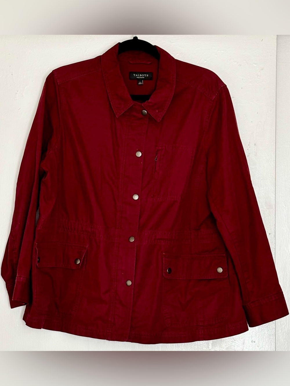 Talbots Twill Safari Utility Jacket Burgundy Size 1XP